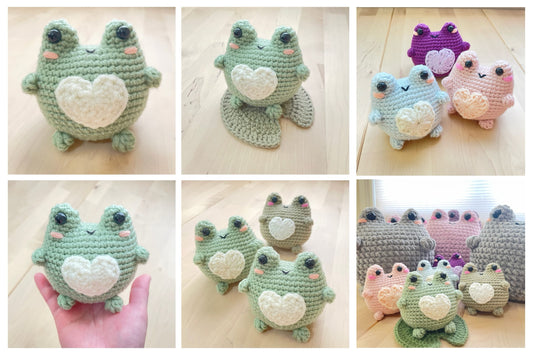 He's here again! Amigurumi Froggo the Frog in pattern and plushie versions! 🐸❤️