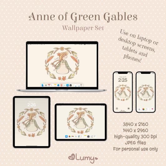 Anne of Green Gables DIGITAL WALLPAPER SET