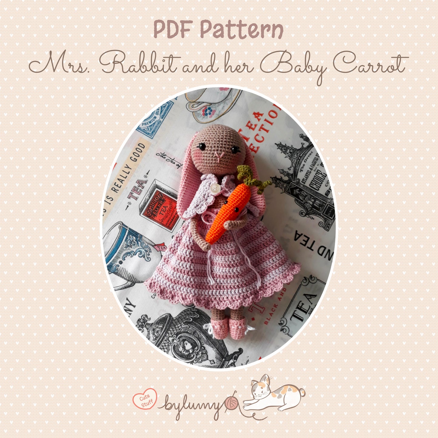 Mrs. Rabbit and her Baby Carrot DIGITAL CROCHET PATTERN