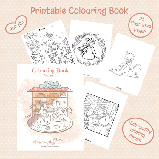 PRINTABLE COLOURING BOOK Volume 1 (PDF file with 25 illustrated pages)