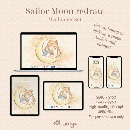 Sailor Moon redraw DIGITAL WALLPAPER SET